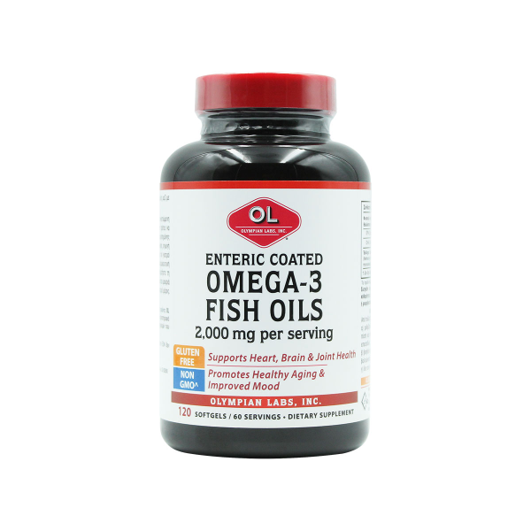 OLYMPIAN LABS ENTERIC COATED OMEGA 3 FISH OILS 2.000mg 120 SOFTGELS