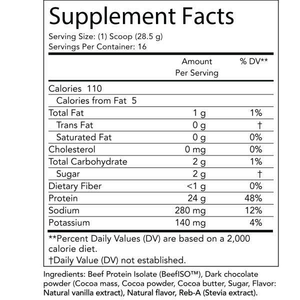 OLYMPIAN LABS BEEF PROTEIN ISOLATE CHOCO NATURAL FLAVOR 456g POWDER - Image 2